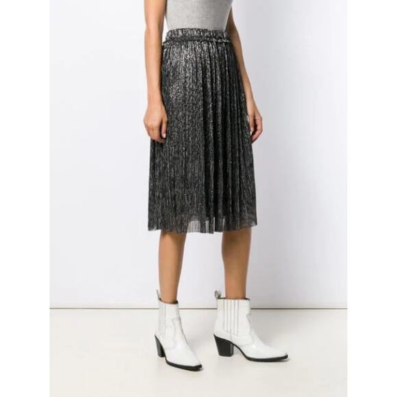 Isabel Marant Etoile Beatrice Midi Skirt Gunmetal Grey Silver Black Metallic Sm - Picture 1 of 16